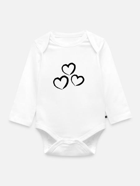 Herzen - Baby Bio-Langarm-Body - Weiß