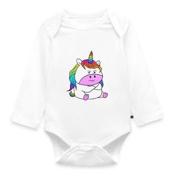 Unicorn Offended - Organic Longsleeve Baby Bodysuit - white - Front
