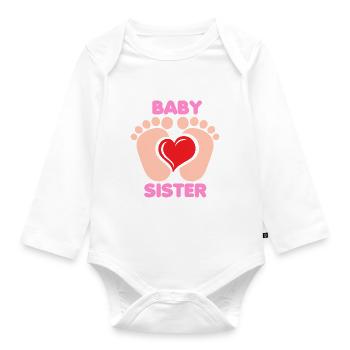 Baby Feet Heart Sister Sister Birth Siblings - Organic Longsleeve Baby Bodysuit - white - Front