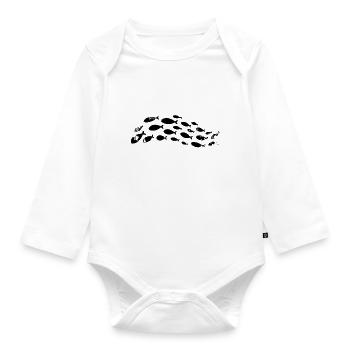 Vintage FISCH SCHWARM - Baby Bio-Langarm-Body - Weiß - Vorne