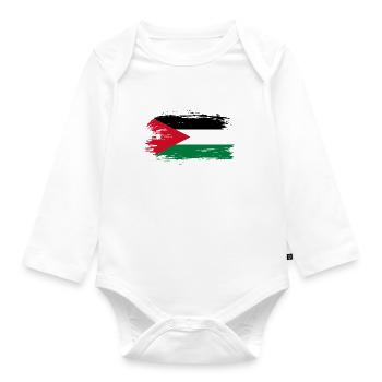 Jordanien Flagge - Baby Bio-Langarm-Body - Weiß - Vorne