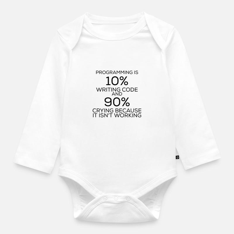 Funny saying programming programming - Organic Longsleeve Baby Bodysuit - white