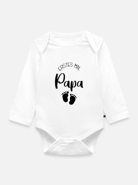 Erstes Mal Papa - Baby Bio-Langarm-Body - Weiß
