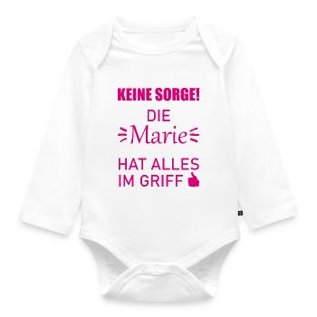 Marie Vorname Geschenk Cooler Spruch Namenstag - Baby Bio-Langarm-Body - Weiß - Vorne
