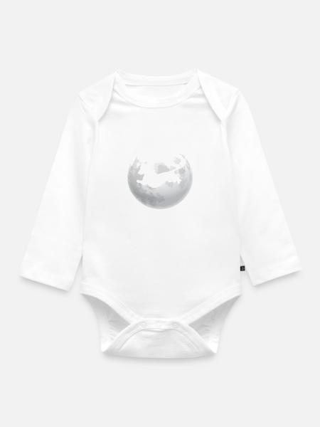 Retro Dackel Dackelhund Hund Silhouette Mond - Baby Bio-Langarm-Body - Weiß