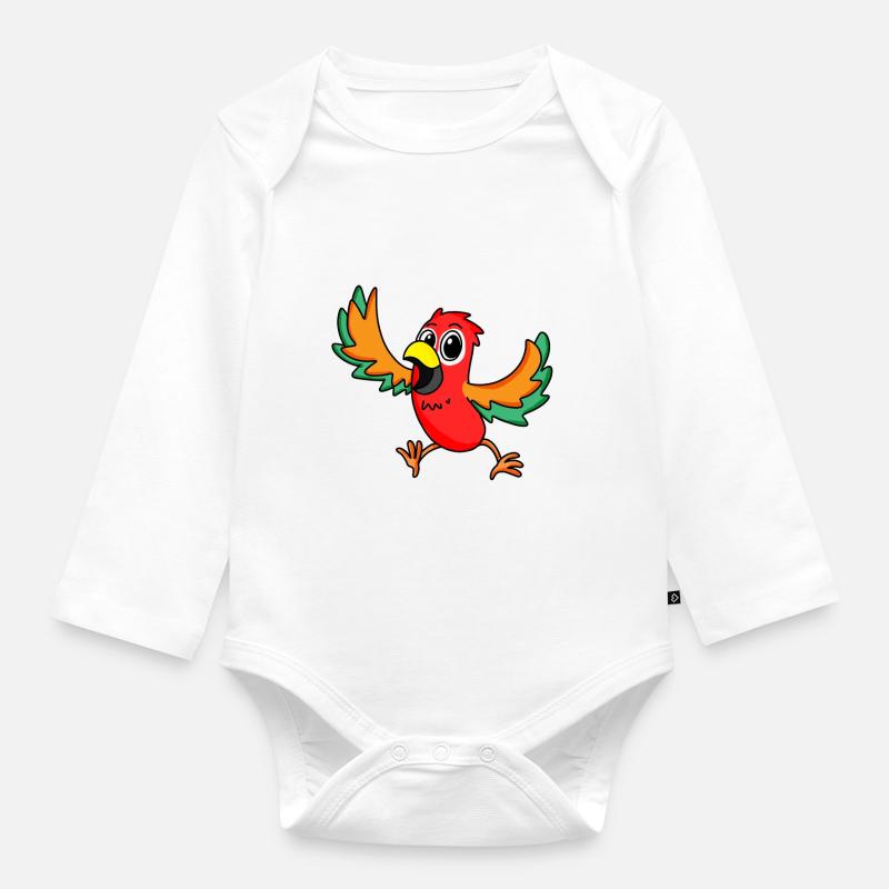 perroquet - Body Bébé bio manches longues - blanc