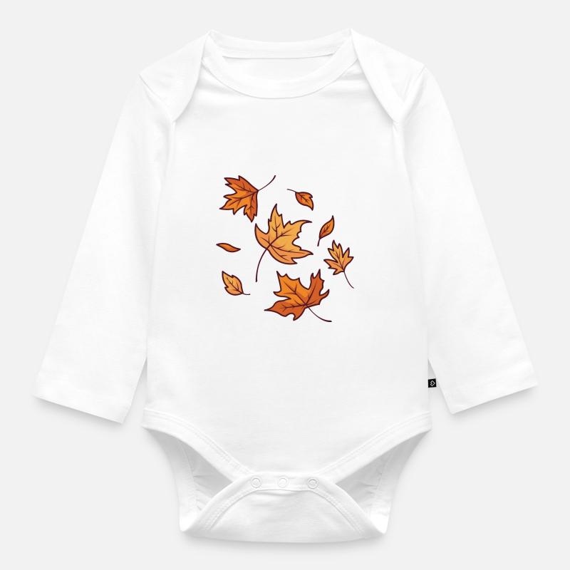 Feuilles d’automne - Body Bébé bio manches longues - blanc