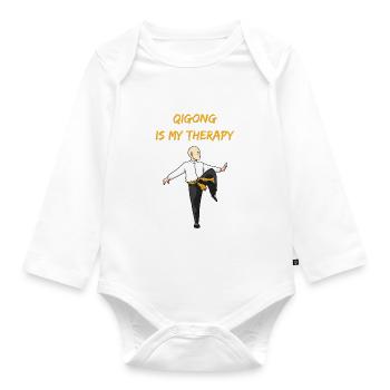 Qigong as therapy Lusitger Qi-Gong saying - Organic Longsleeve Baby Bodysuit - white - Front