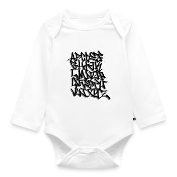 Graffiti alphabet writting - Organic Longsleeve Baby Bodysuit - white - Front