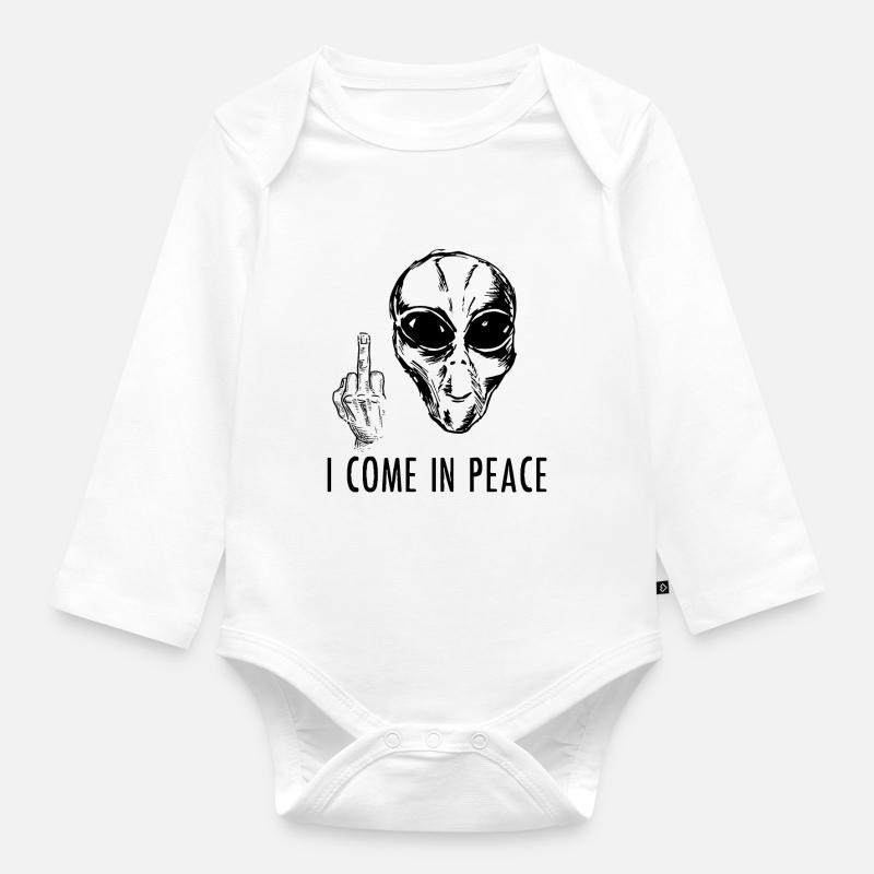 Alien I Come In Peace Comic Gift - Body Bébé bio manches longues - blanc