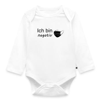 Ich bin Corona negativ - Baby Bio-Langarm-Body - Weiß - Vorne