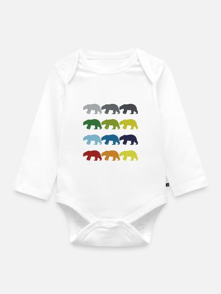 Neon Pop Art Retro Eisbär Wildtier Geschenkidee - Baby Bio-Langarm-Body - Weiß