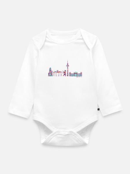 Berlin T-Shirt - Berlin Skyline Shirt - I Love - Baby Bio-Langarm-Body - Weiß