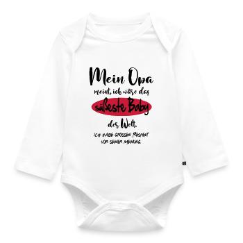 Baby Best Süss Niedlich Welt Opa Opi - Baby Bio-Langarm-Body - Weiß - Vorne