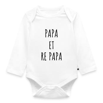 PAPA ET RE PAPA idée cadeau citation humour - Body Bébé bio manches longues - blanc - Devant
