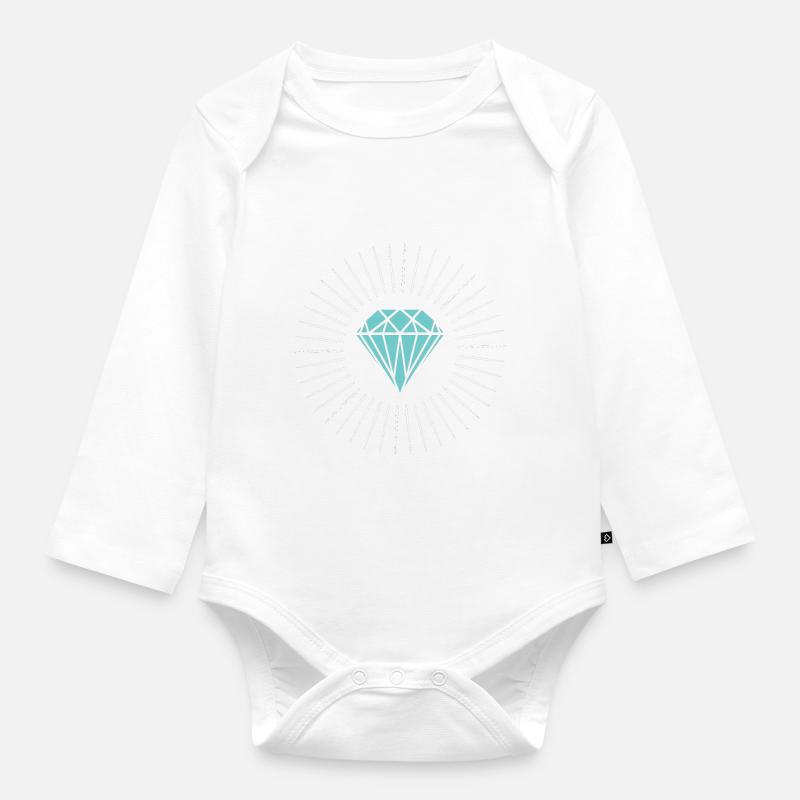 Diamond Diamant - Body Bébé bio manches longues - blanc