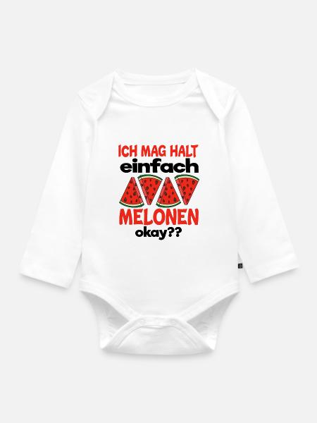 Melone - Baby Bio-Langarm-Body - Weiß