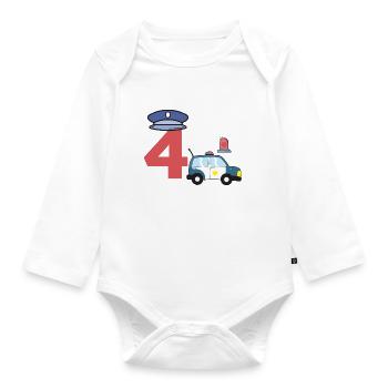 Police 4ème anniversaire année jeune enfant cadeau - Body Bébé bio manches longues - blanc - Devant