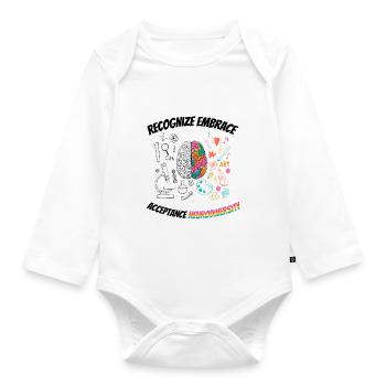 recognize embrace acceptance Neurodiversity - Organic Longsleeve Baby Bodysuit - white - Front