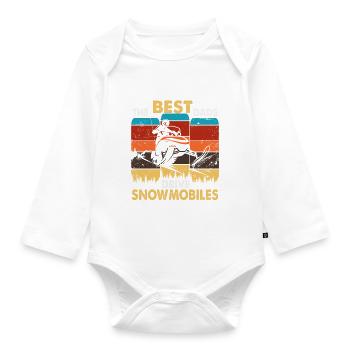 Funny Snowmobile Dad Shirt Snowmobiling Rider Gift - Organic Longsleeve Baby Bodysuit - white - Front