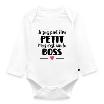 C'est Moi Le Boss Cadeau Bébé Garçon Humour - Body Bébé bio manches longues - blanc - Devant