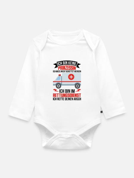 Rettungsdienst Geschenk Notarzt Medizin - Baby Bio-Langarm-Body - Weiß