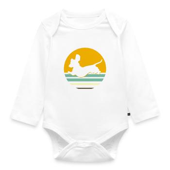 Cadeau de silhouette de chien teckel rétro teckel - Body Bébé bio manches longues - blanc - Devant