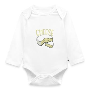 Cheese Cheese Cheddar Mouse Cheese Piece Saying Gift - Organic Longsleeve Baby Bodysuit - white - Front