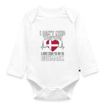 Denmark flag I Danish Souvenirs - Baby Bio-Langarm-Body - Weiß - Vorne