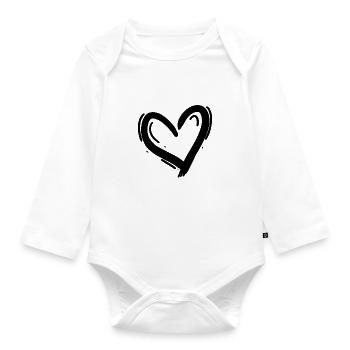 Heart Black - Organic Longsleeve Baby Bodysuit - white - Front