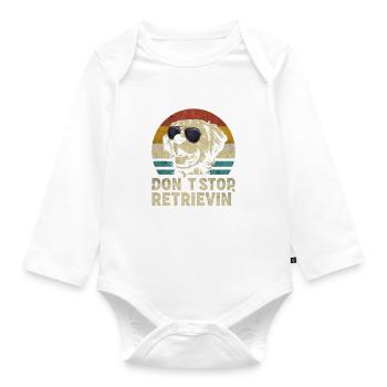 Golden Retriever Dog retro vintage silhouette - Organic Longsleeve Baby Bodysuit - white - Front