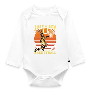 Just a Boy who loves Basketball - Baby Bio-Langarm-Body - Weiß - Vorne
