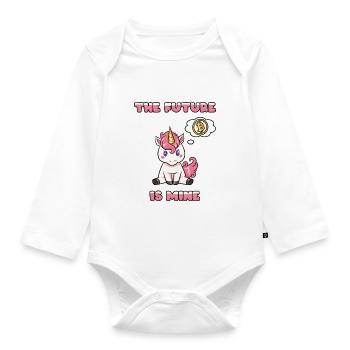 Unicorn Bitcoin Finance Crypto BTC Baby Funny - Organic Longsleeve Baby Bodysuit - white - Front