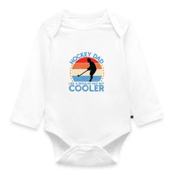 Hockey Eishockey Eishockeyspieler Dad - Baby Bio-Langarm-Body - Weiß - Vorne