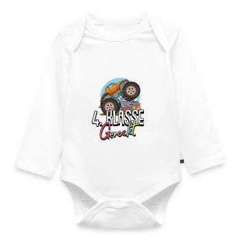 4. Klasse Junge Auto Schule Abschluss Geschenk - Baby Bio-Langarm-Body - Weiß - Vorne