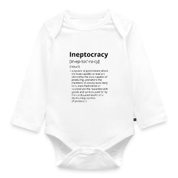 Ineptocracy Definition Description - Organic Longsleeve Baby Bodysuit - white - Front
