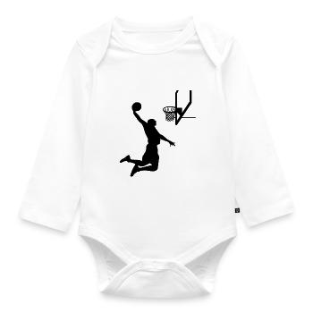 Basketball Basketballspieler Sprung Slamdunk Korb - Baby Bio-Langarm-Body - Weiß - Vorne