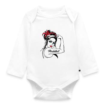 Architect Rosie The Riveter Pin Up - Baby Bio-Langarm-Body - Weiß - Vorne