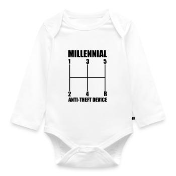 Millennial Anti Theft Device - Organic Longsleeve Baby Bodysuit - white - Front