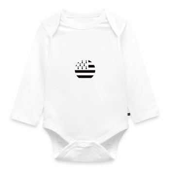 Breton par le sang avec drapeau de la Bretagne - Body Bébé bio manches longues - blanc - Devant