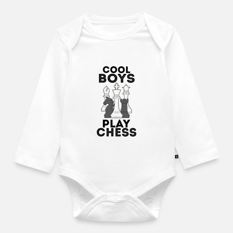 Échecs - Body Bébé bio manches longues - blanc