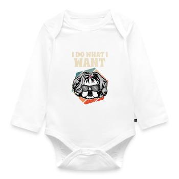 I Do What I Want Shih Tzu Vintage I Dog Lover - Baby Bio-Langarm-Body - Weiß - Vorne