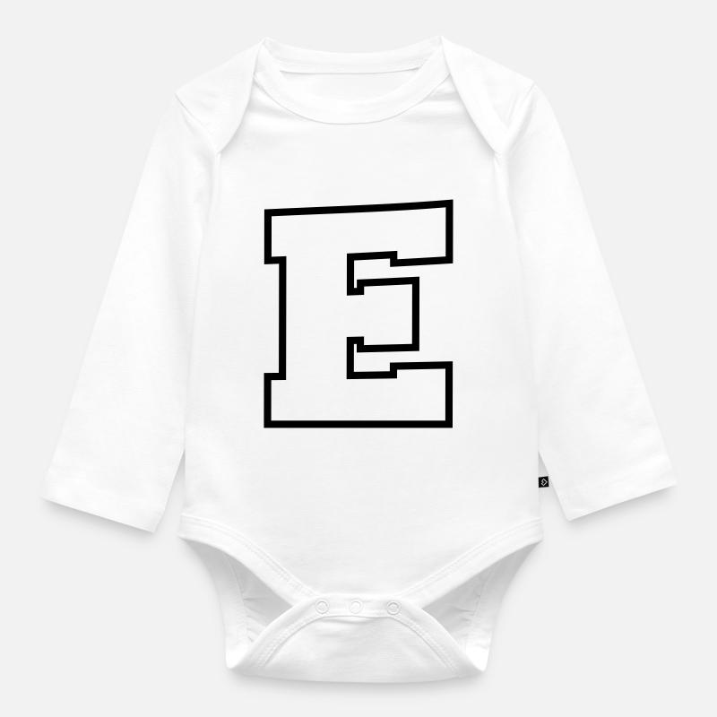 buchstabe E - Baby Bio-Langarm-Body - Weiß