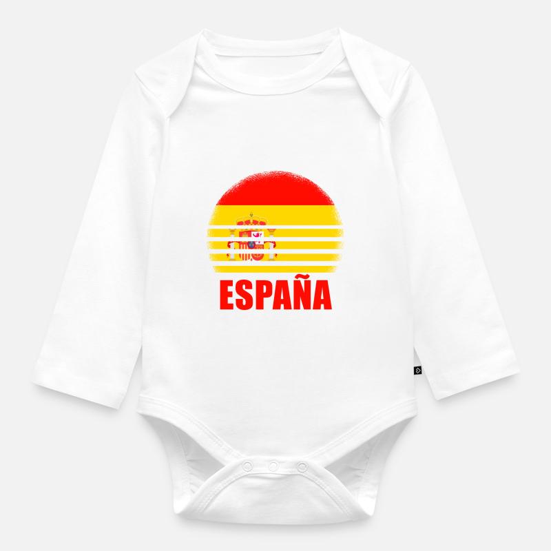 Spanien Spanische Flagge USA Mallorca Madrid Ameri - Baby Bio-Langarm-Body - Weiß