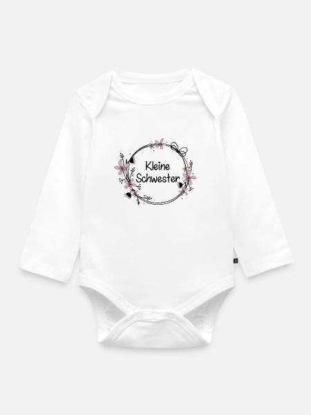 Kleine Schwester - Baby Bio-Langarm-Body - Weiß
