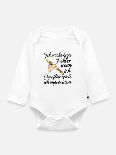 Querflöte - Baby Bio-Langarm-Body - Weiß