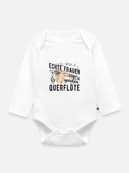 Querflöte - Baby Bio-Langarm-Body - Weiß