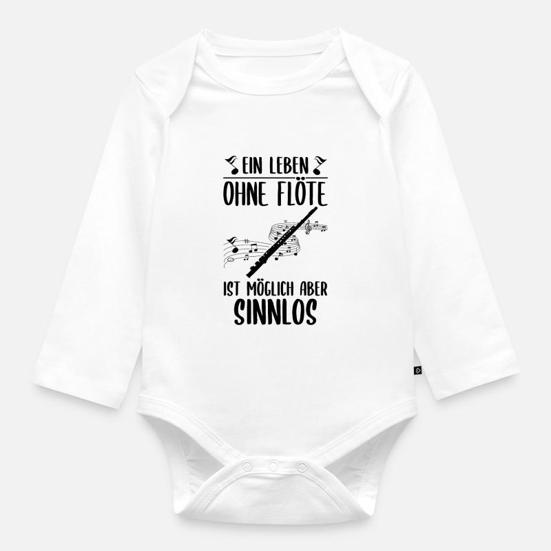 Querflöte - Baby Bio-Langarm-Body - Weiß