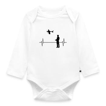 RC Modèle d’avion Flight Heartbeat Line Cadeau - Body Bébé bio manches longues - blanc - Devant