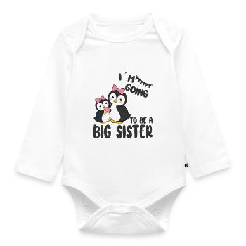 I'm going to be big sister sibling penguin - Organic Longsleeve Baby Bodysuit - white - Front